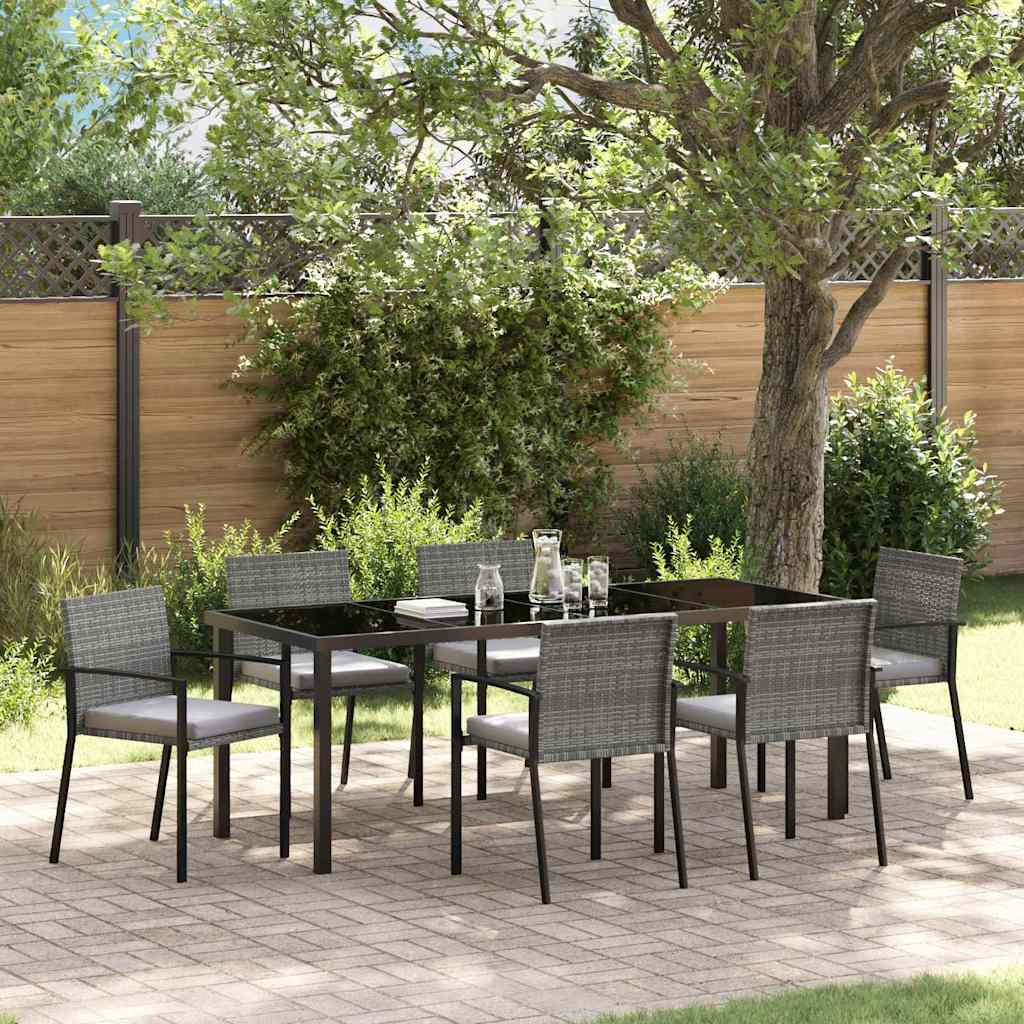 Tuin eettafelset 6 pcs Grijs Gepoedercoat staal is nu te koop bij PeponiXL, paradijselijk wonen!