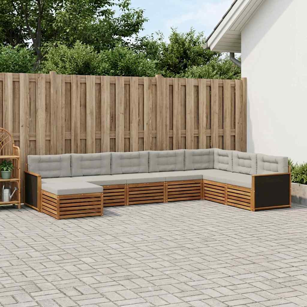 Buiten bankenset met kussen 8 pcs Naturel en lichtgrijs is nu te koop bij PeponiXL, paradijselijk wonen!