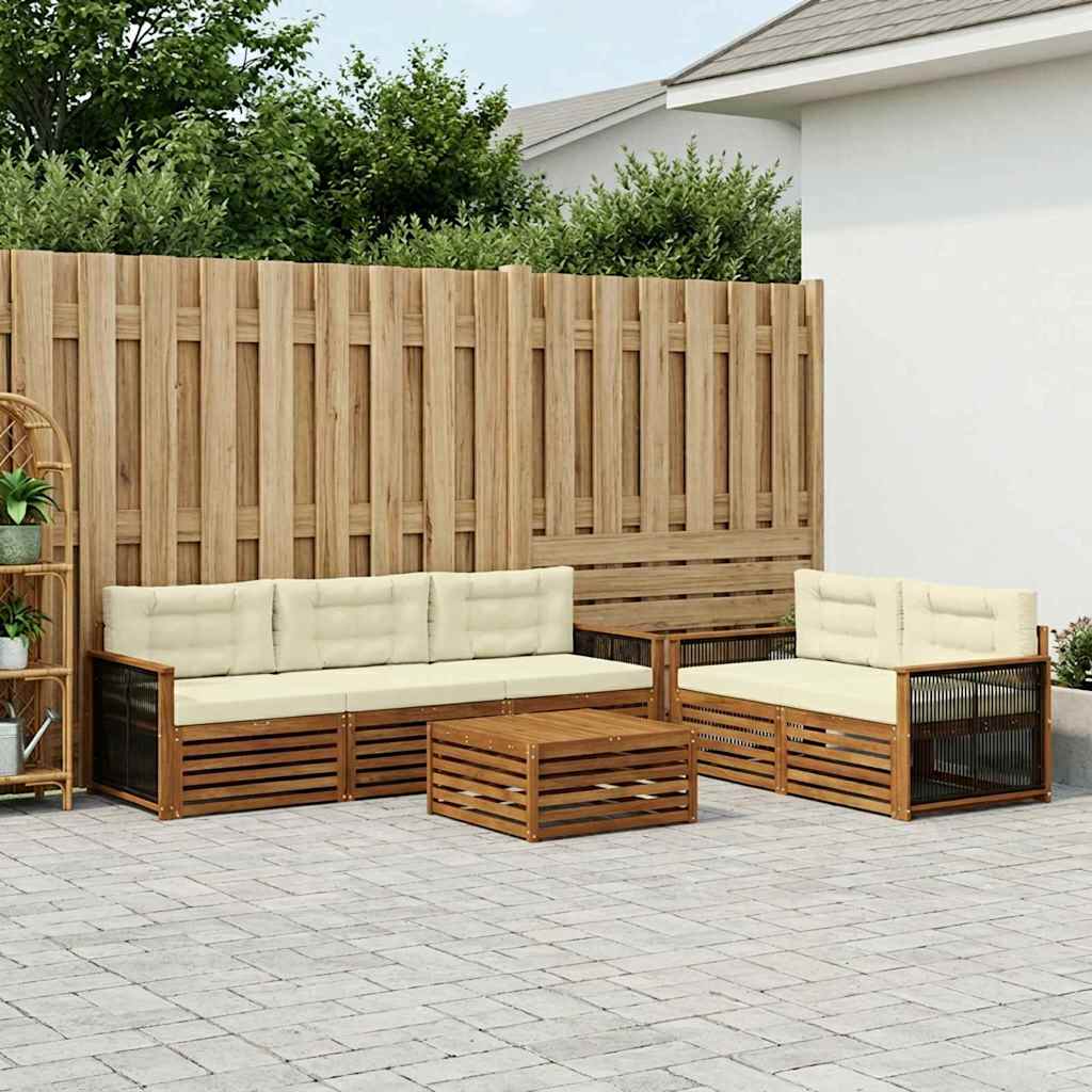 Buiten bankenset met kussen 6 pcs Natuurlijk en Crème is nu te koop bij PeponiXL, paradijselijk wonen!