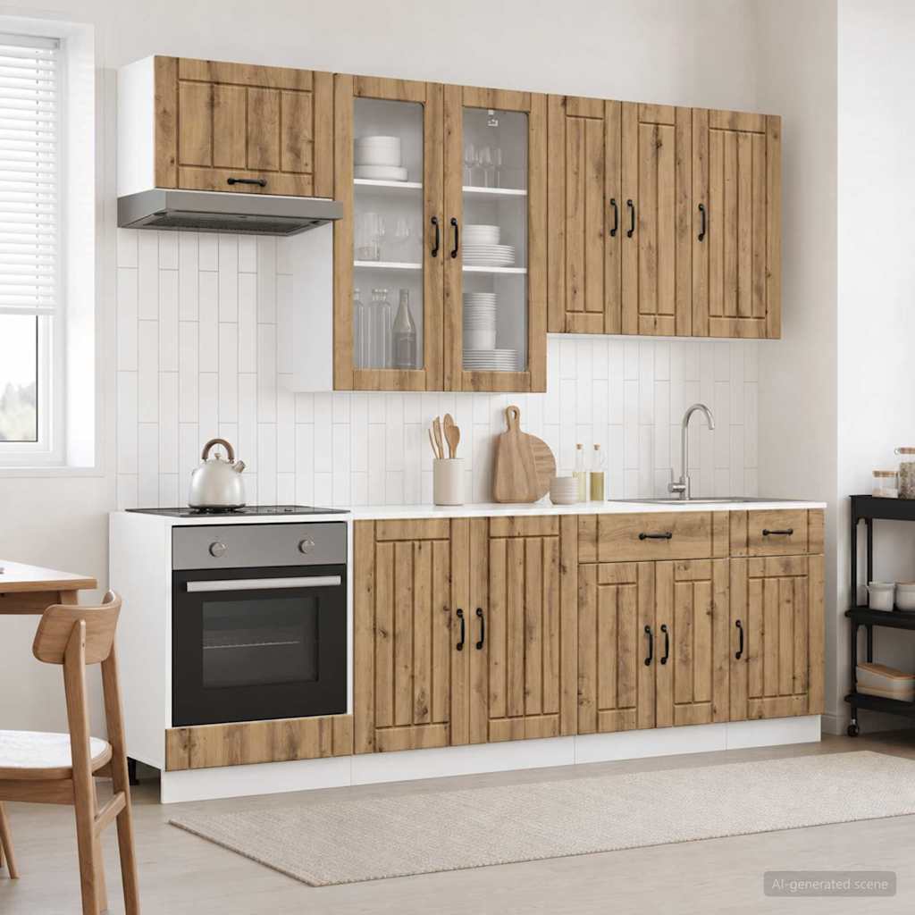 Keukenblok LUCCA 8 pcs Artisanaal eiken Bewerkt hout is nu te koop bij PeponiXL, paradijselijk wonen!