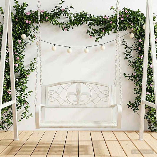 Schommelbank Staal 71,5 x 59 x 55 cm Antiek wit is nu te koop bij PeponiXL, paradijselijk wonen!