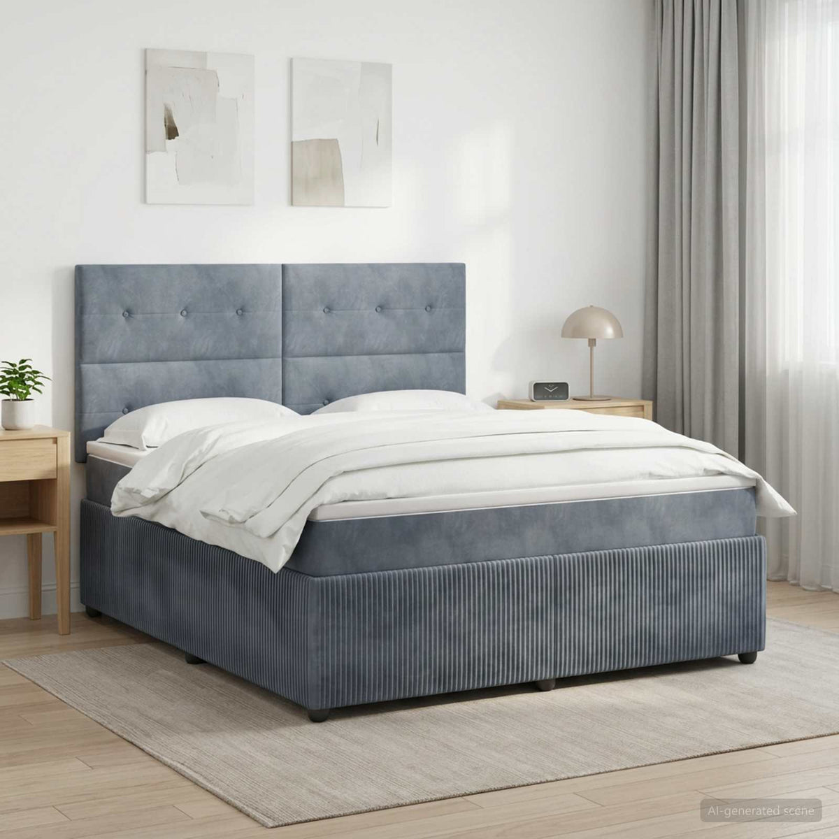 LED Boxspring Bed met Matras Donkergrijs 160 x 200 cm Fluweel is nu te koop bij PeponiXL, paradijselijk wonen!