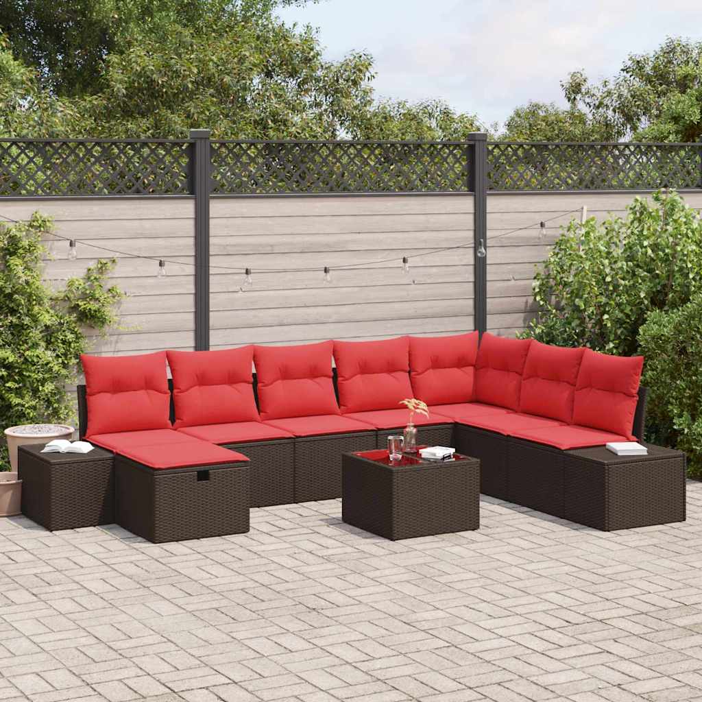 Tuin Sofa Set 9 st Bruin poly rattan is nu te koop bij PeponiXL, paradijselijk wonen!