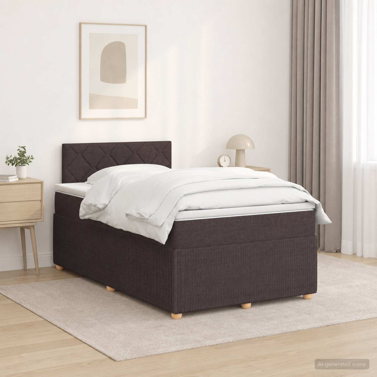Boxspringbed met matras Donkerbruin 120 x 190 cm Stof is nu te koop bij PeponiXL, paradijselijk wonen!