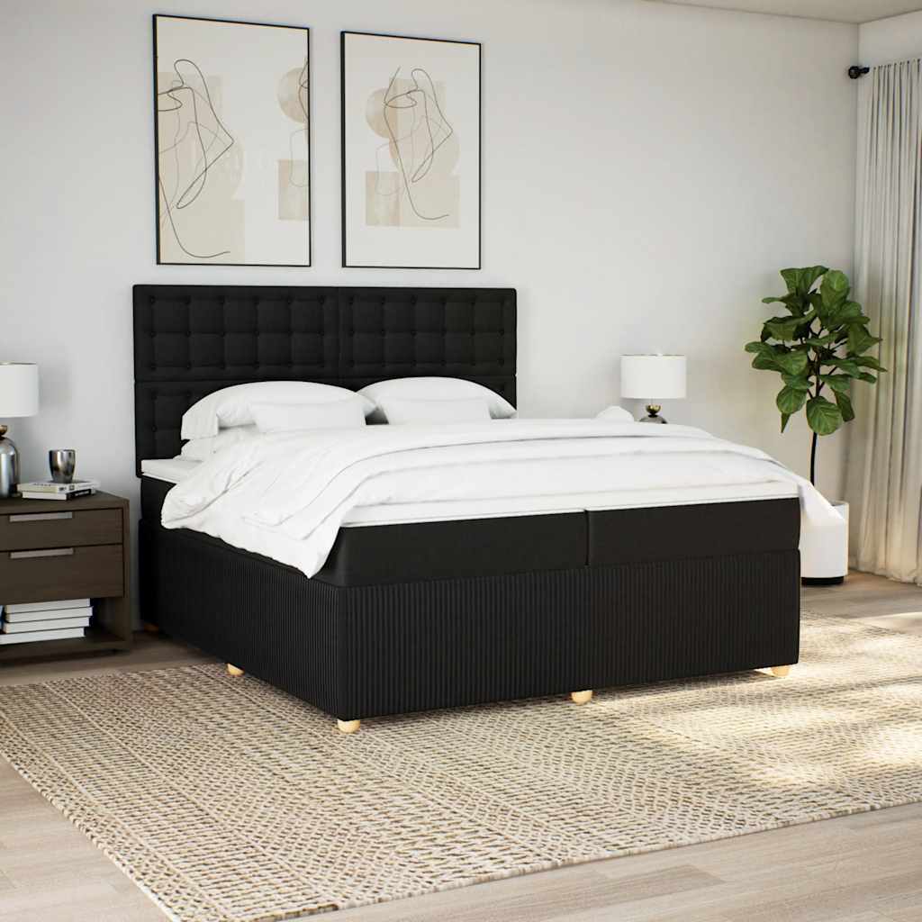 Boxspring met matras stof zwart 200x200 cm is nu te koop bij PeponiXL, paradijselijk wonen!
