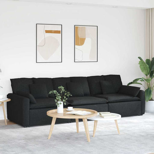 Modulaire bank met kussens zwart is nu te koop bij PeponiXL, paradijselijk wonen!