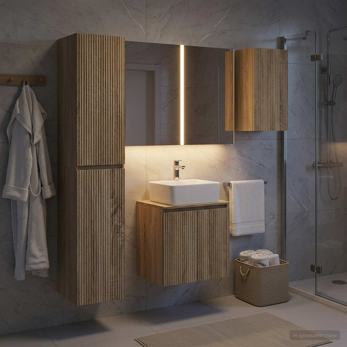 Badkamerkastenset 5 st Sonoma Eiken Bewerkt hout is nu te koop bij PeponiXL, paradijselijk wonen!