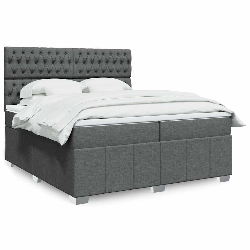 Boxspring met matras stof donkergrijs 200x200 cm is nu te koop bij PeponiXL, paradijselijk wonen!