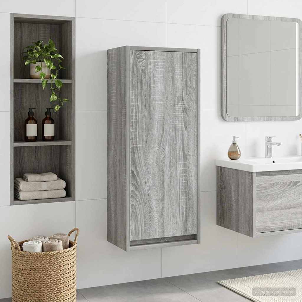 Wandgemonteerde wastafelmeubel Grijs Sonoma 35 x 20 x 81 cm is nu te koop bij PeponiXL, paradijselijk wonen!