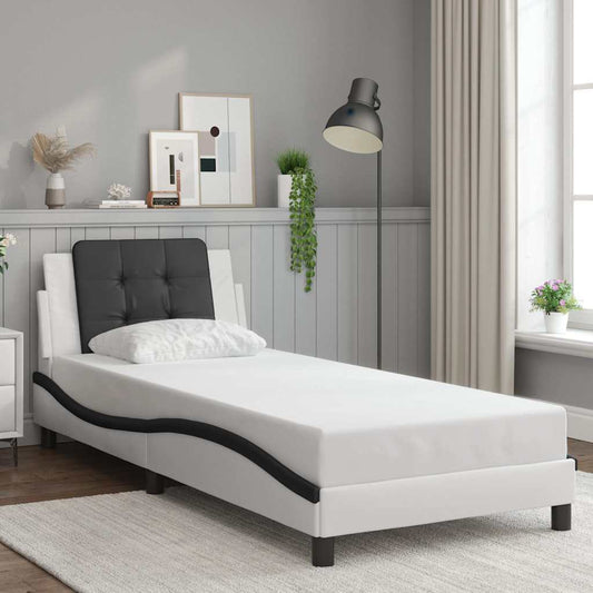 Bedframe zonder matras "Zadar" kunstleer wit en zwart 90x200 cm is nu te koop bij PeponiXL, paradijselijk wonen!