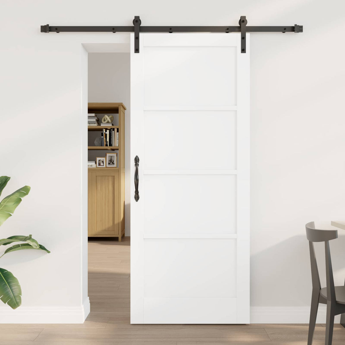 Schuifdeur Wit en zwart 83 x 202 cm Massief grenenhout is nu te koop bij PeponiXL, paradijselijk wonen!
