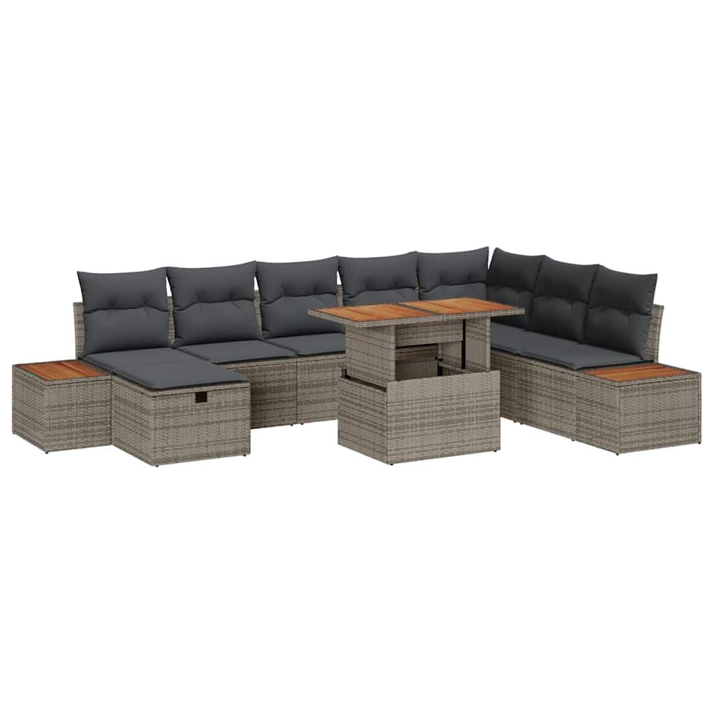 Tuinbankenset 9 st Grijs poly rattan is nu te koop bij PeponiXL, paradijselijk wonen!