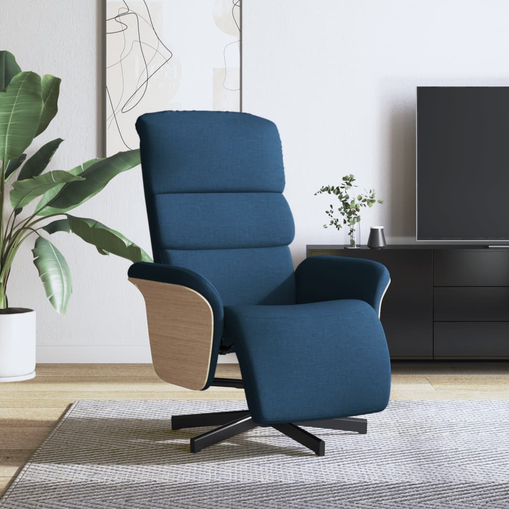 Fauteuil verstelbaar met voetensteun stof blauw is nu te koop bij PeponiXL, paradijselijk wonen!