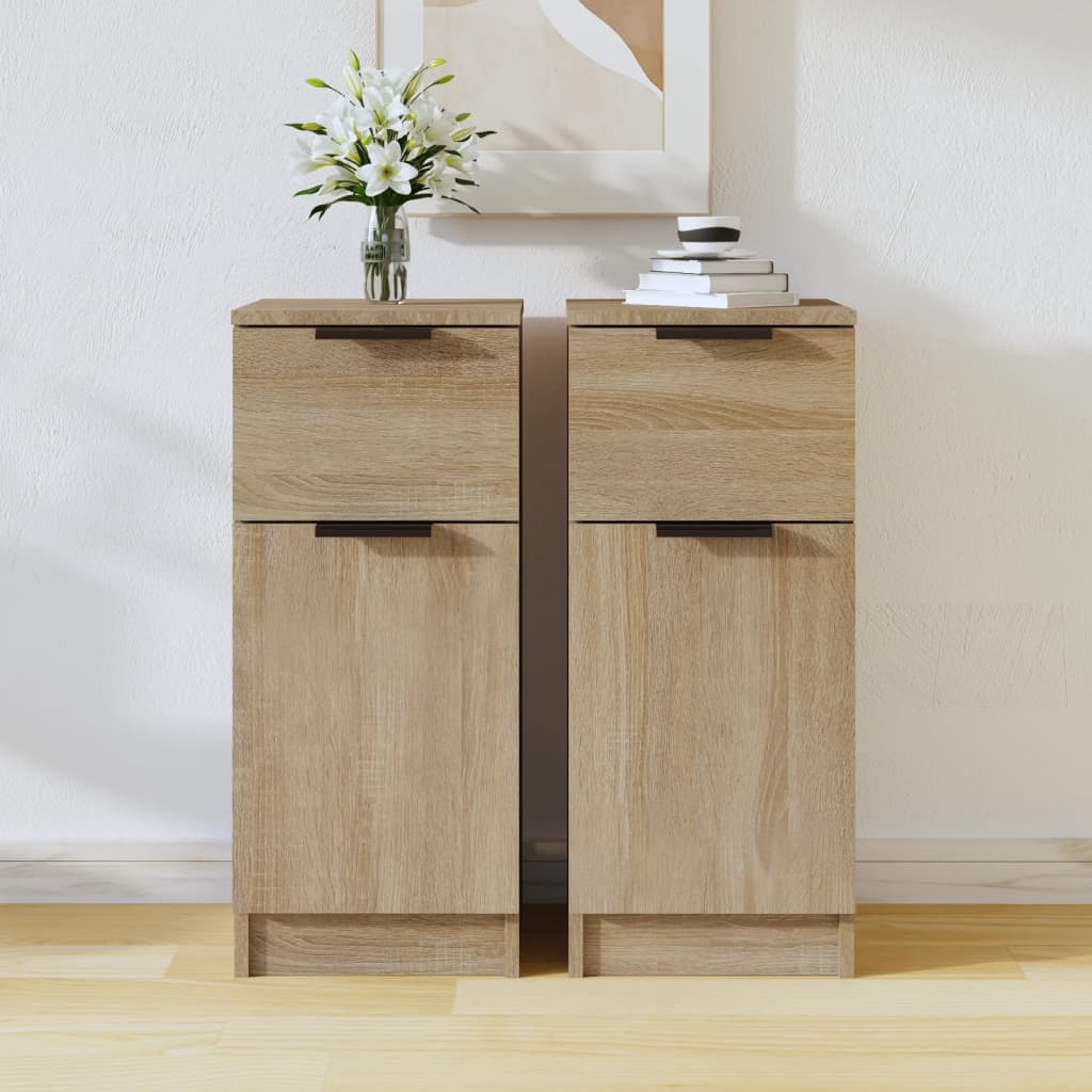 Dressoirs 2 st 30x30x70 cm bewerkt hout sonoma eikenkleurig is nu te koop bij PeponiXL, paradijselijk wonen!
