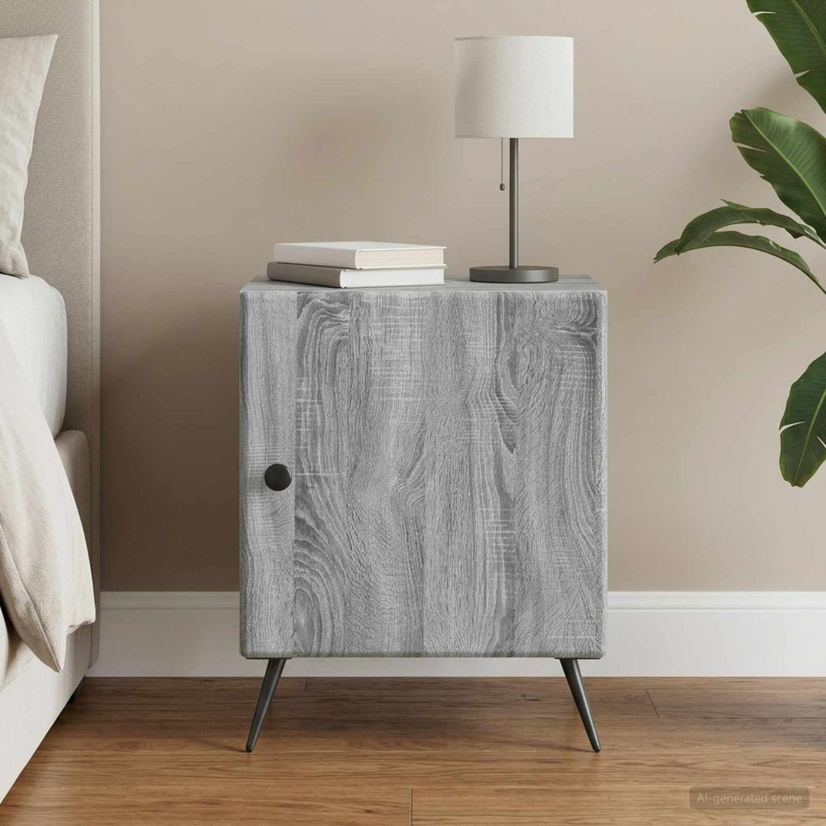 Nachtkastje Grijs sonoma 43 x 34,5 x 50 cm Bewerkt hout is nu te koop bij PeponiXL, paradijselijk wonen!