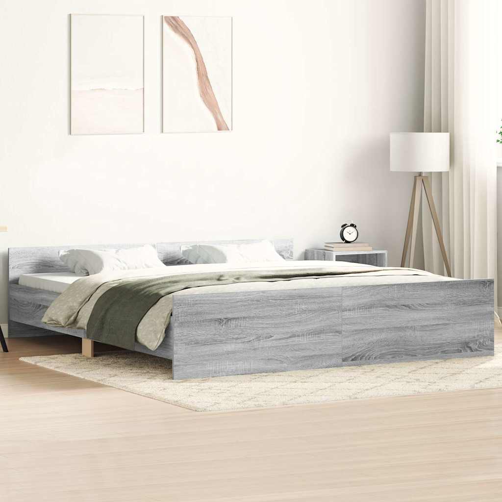 Bedframe met hoofd- en voeteneinde grijs sonoma 200x200 cm is nu te koop bij PeponiXL, paradijselijk wonen!