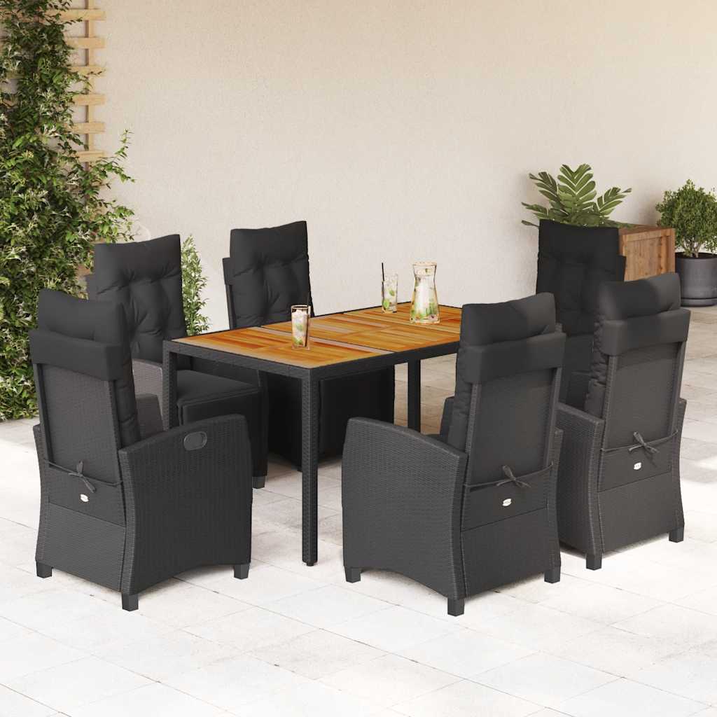 7-delige Tuinset met kussens poly rattan zwart is nu te koop bij PeponiXL, paradijselijk wonen!