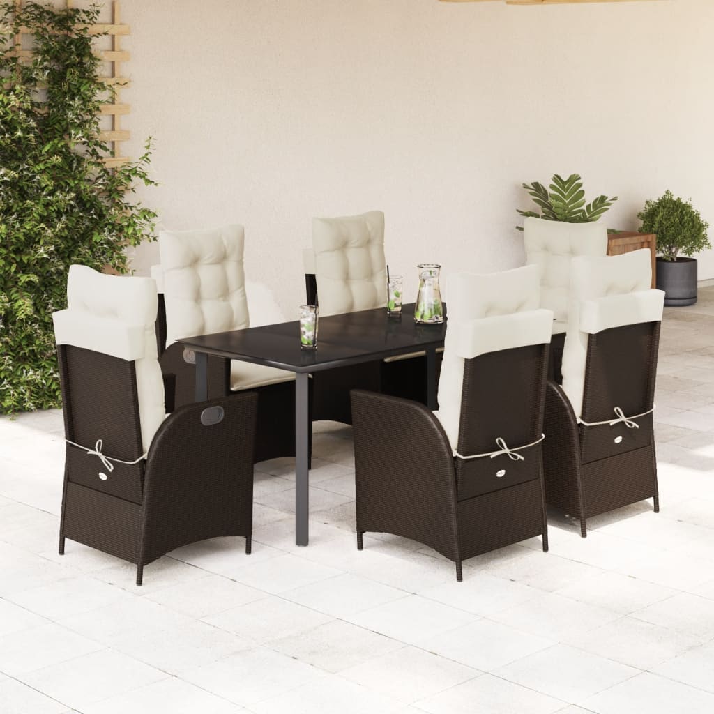 7-delige Tuinset met kussens poly rattan bruin is nu te koop bij PeponiXL, paradijselijk wonen!