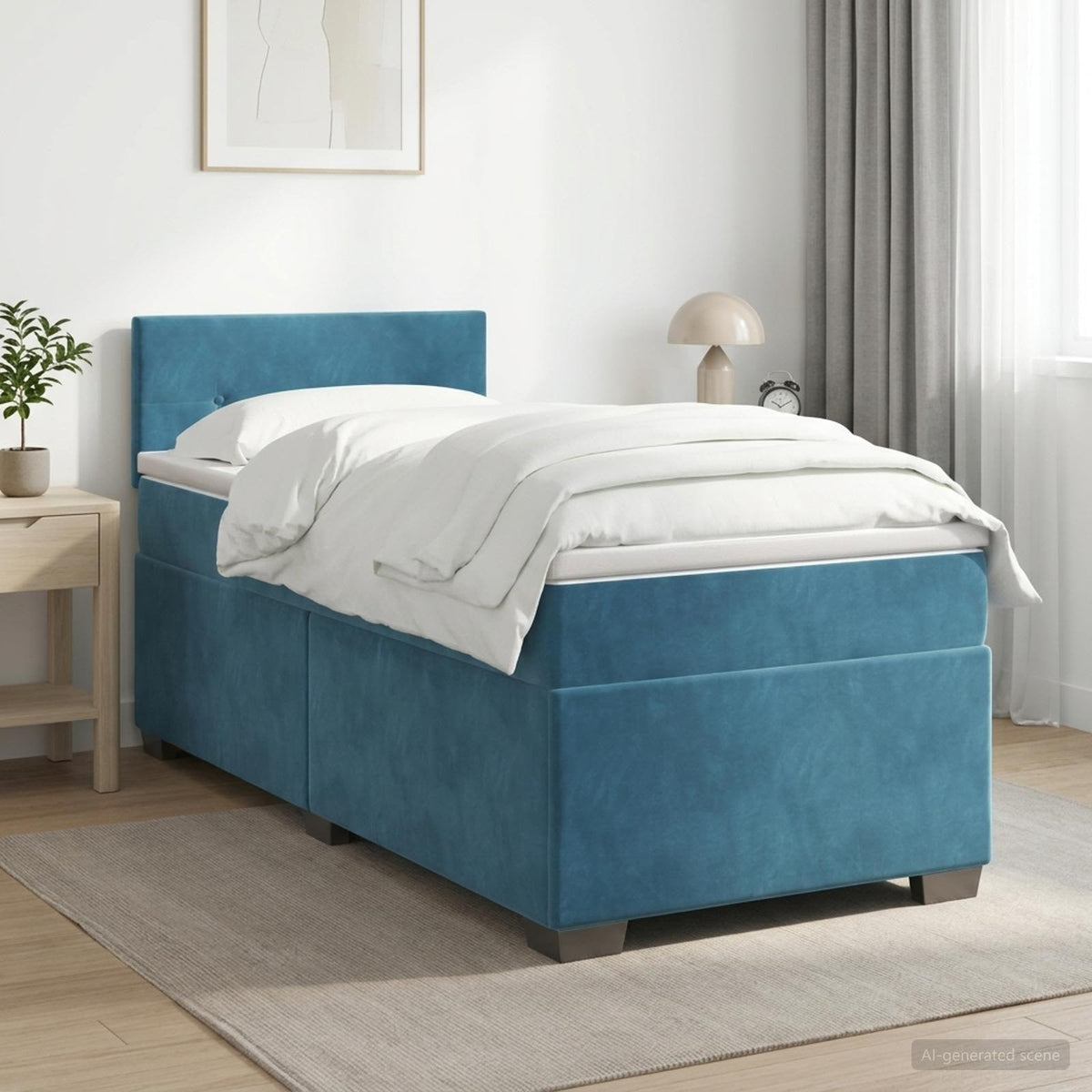 Boxspringbed met matras Donkerblauw 90 x 190 cm Fluweel is nu te koop bij PeponiXL, paradijselijk wonen!