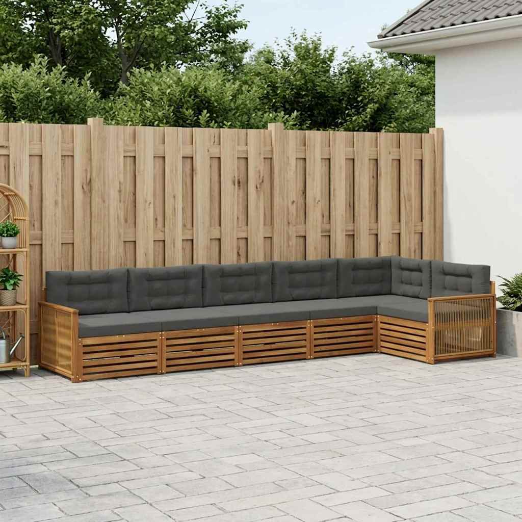 Buiten bankenset met kussen 6 pcs Natuurlijk en Antraciet is nu te koop bij PeponiXL, paradijselijk wonen!
