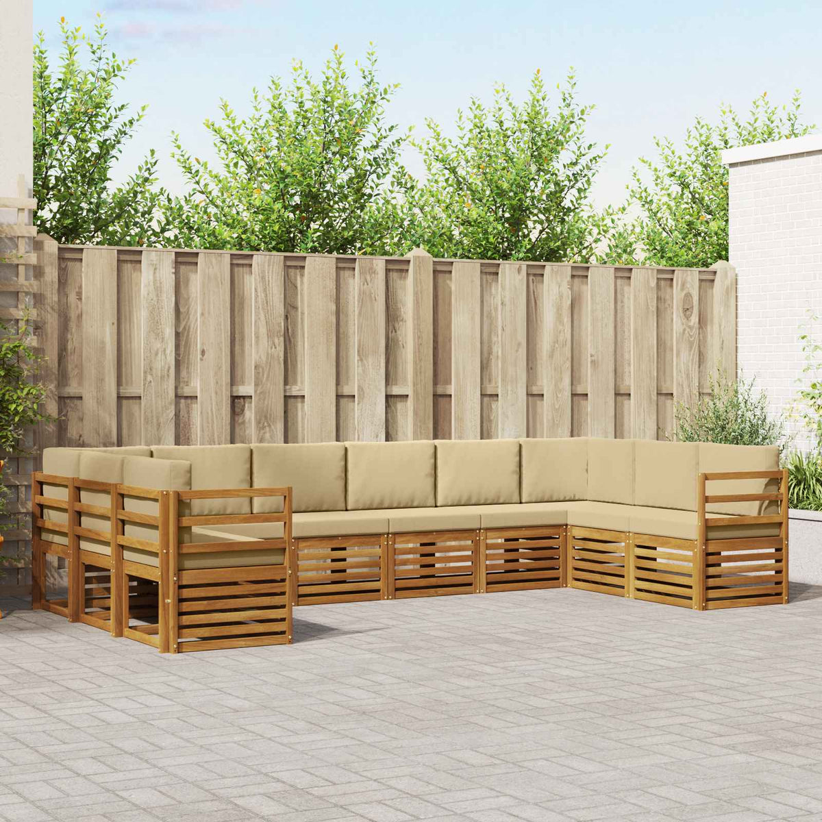 Hoekbank Set met kussen 10 pcs Natuurlijk en Beige is nu te koop bij PeponiXL, paradijselijk wonen!