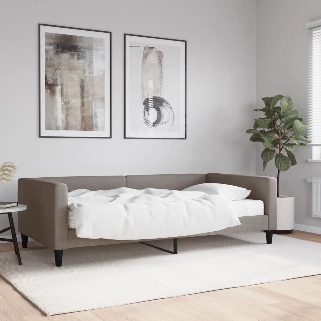Slaapbank met matras 100x200 cm stof taupe is nu te koop bij PeponiXL, paradijselijk wonen!