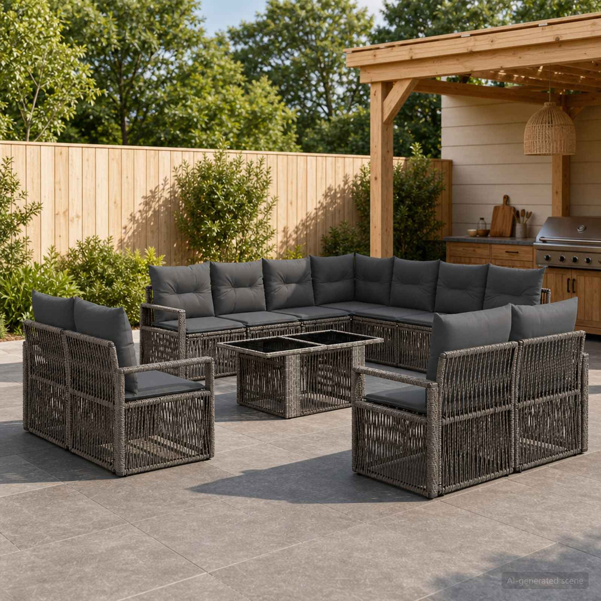 Tuinbankenset 12 st Grijs en Donkergrijs poly rattan is nu te koop bij PeponiXL, paradijselijk wonen!