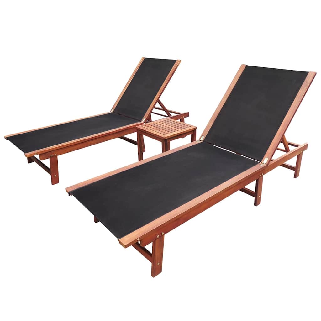 Ligbedden 2 st met tafel massief acaciahout en textileen is nu te koop bij PeponiXL, paradijselijk wonen!