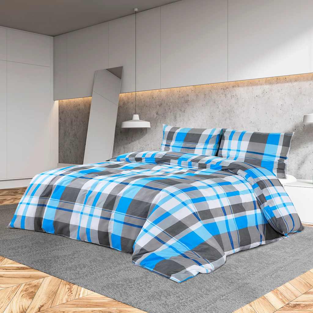 Dekbedovertrekset 260x240 cm katoen blauw en grijs is nu te koop bij PeponiXL, paradijselijk wonen!