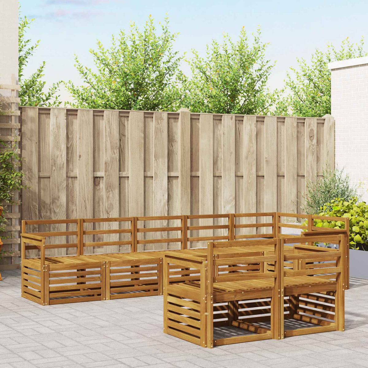 Sofa-Sets 8 pcs Naturel Massief Acaciahout is nu te koop bij PeponiXL, paradijselijk wonen!