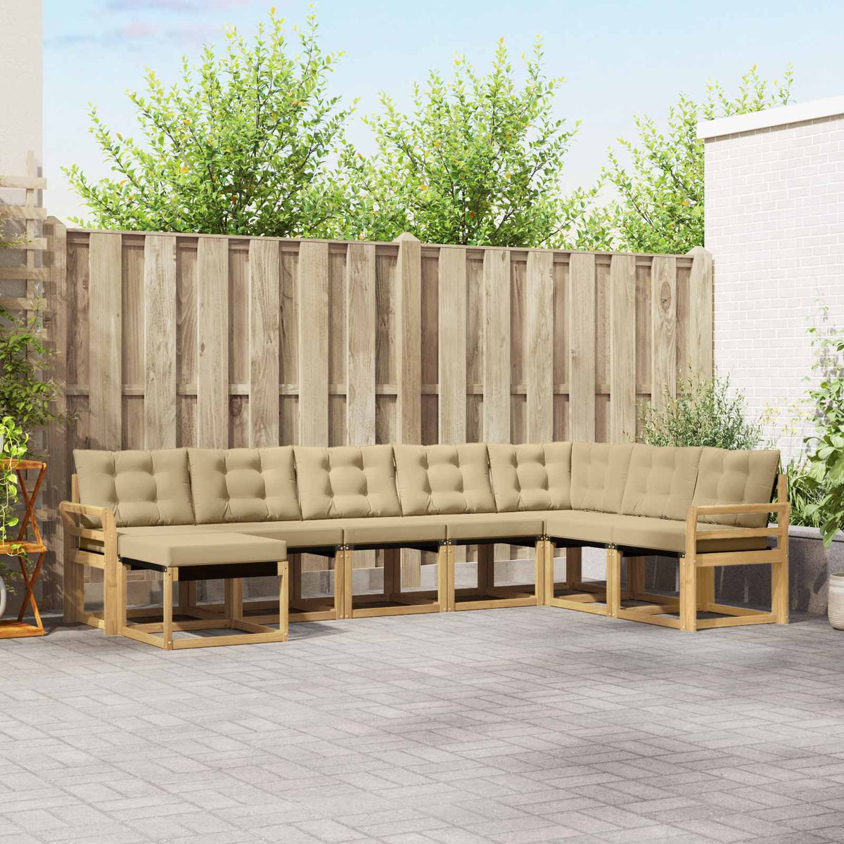 Buiten bankenset met kussen 8 pcs Wit en Beige is nu te koop bij PeponiXL, paradijselijk wonen!