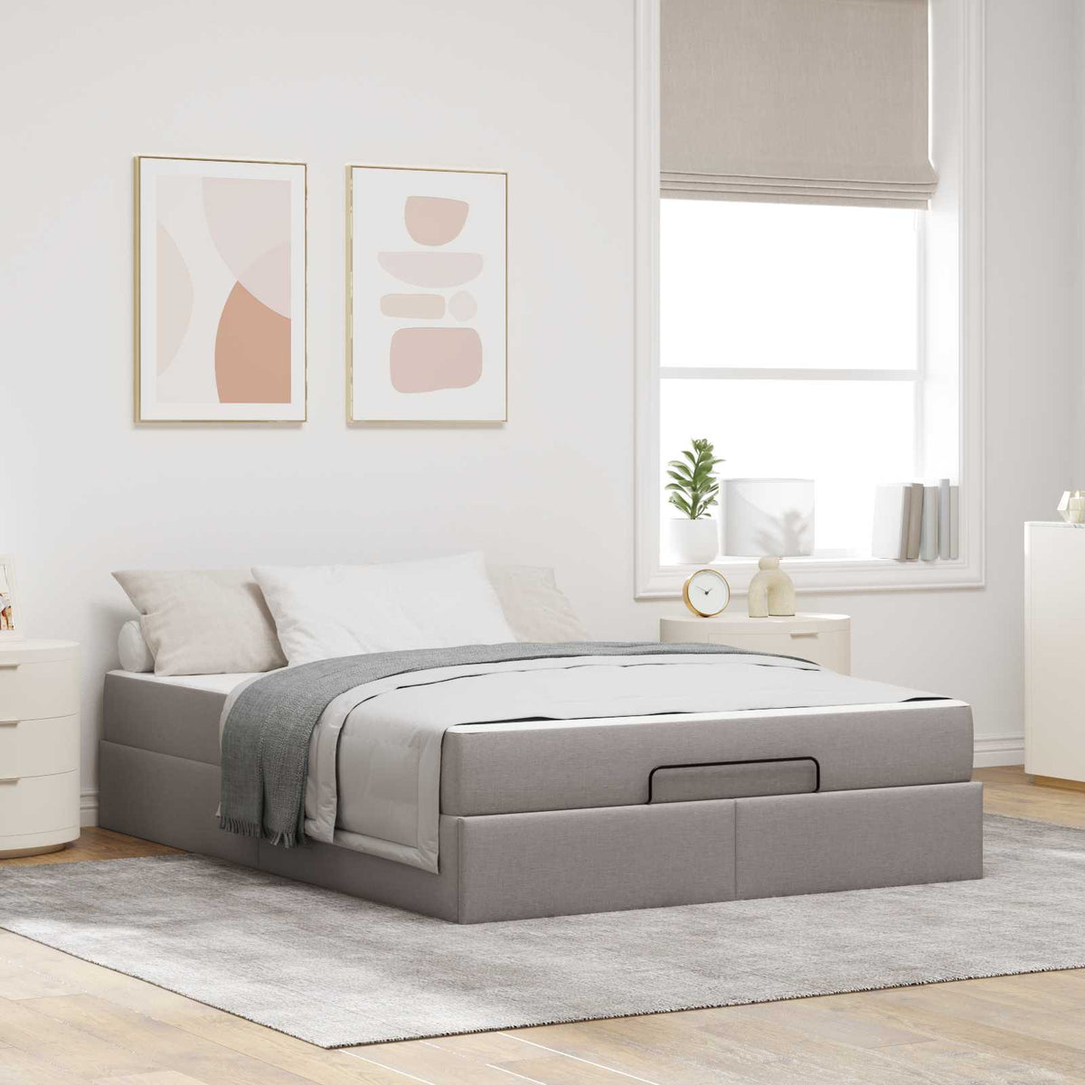 Bedframe met matras 2 st Taupe Stof is nu te koop bij PeponiXL, paradijselijk wonen!