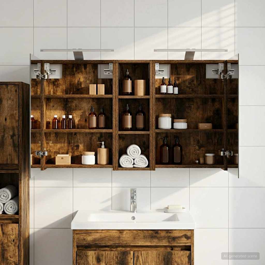 Badkamerkastenset 3 st 100 x 10,5 x 60,5 cm Bewerkt hout is nu te koop bij PeponiXL, paradijselijk wonen!
