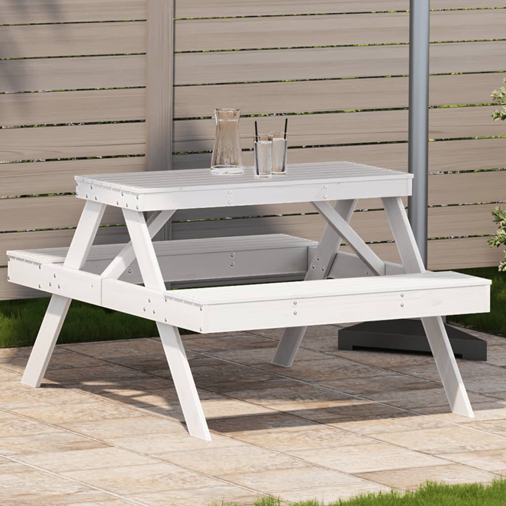 Picknicktafel 105x134x75 cm massief grenenhout wit is nu te koop bij PeponiXL, paradijselijk wonen!