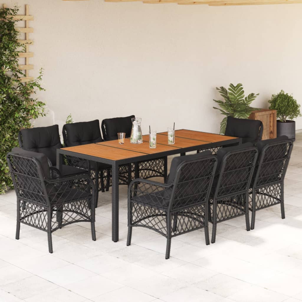9-delige Tuinset poly rattan zwart is nu te koop bij PeponiXL, paradijselijk wonen!