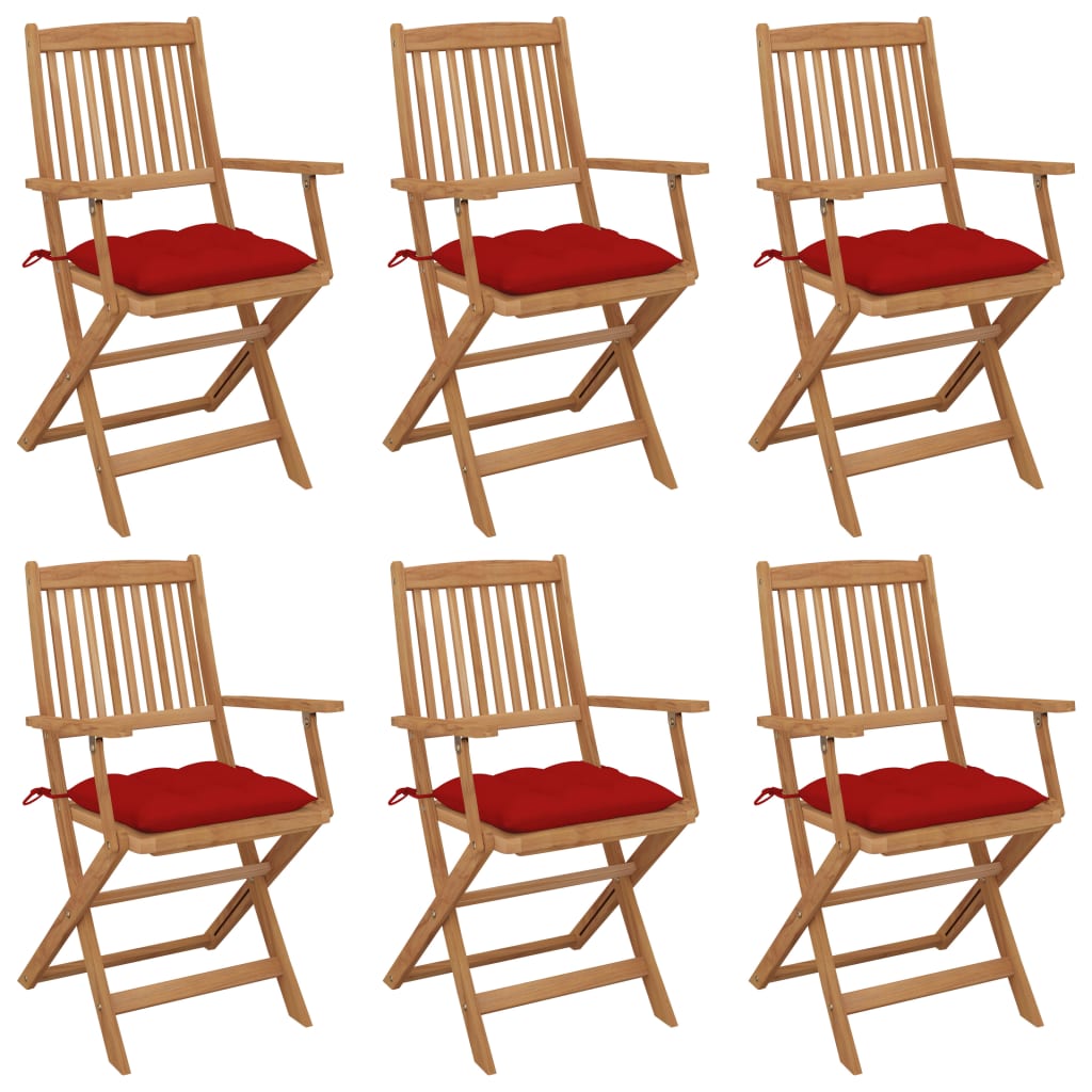 Tuinstoelen 6 st inklapbaar met kussens massief acaciahout is nu te koop bij PeponiXL, paradijselijk wonen!