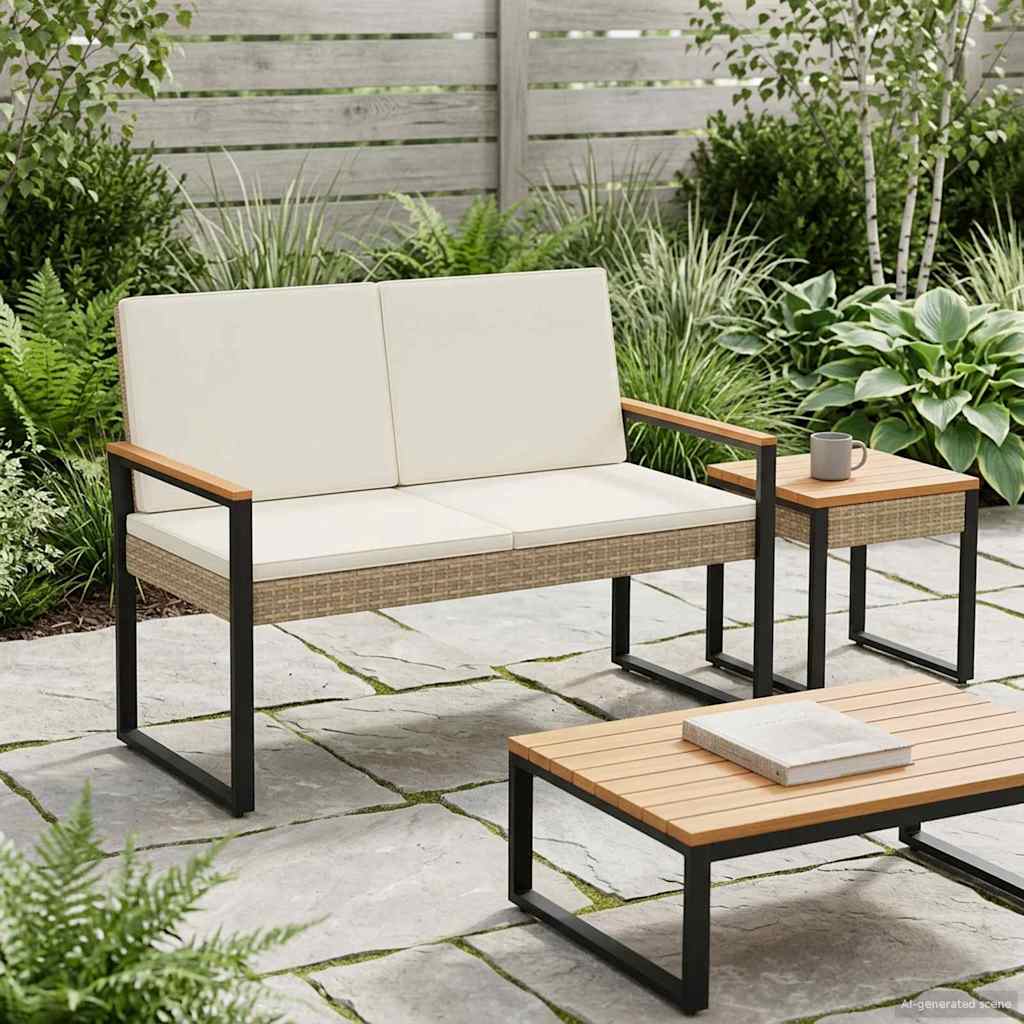 Tuinbank Beige en Crème Wit 107 x 61 x 80 cm poly rattan is nu te koop bij PeponiXL, paradijselijk wonen!