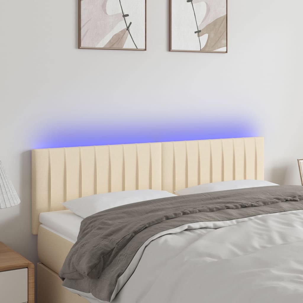 Hoofdbord LED 144x5x78/88 cm stof crèmekleurig is nu te koop bij PeponiXL, paradijselijk wonen!