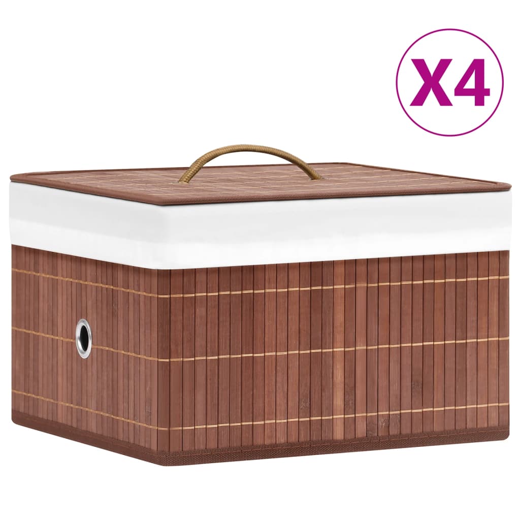 Opbergboxen 4 st bamboe bruin is nu te koop bij PeponiXL, paradijselijk wonen!