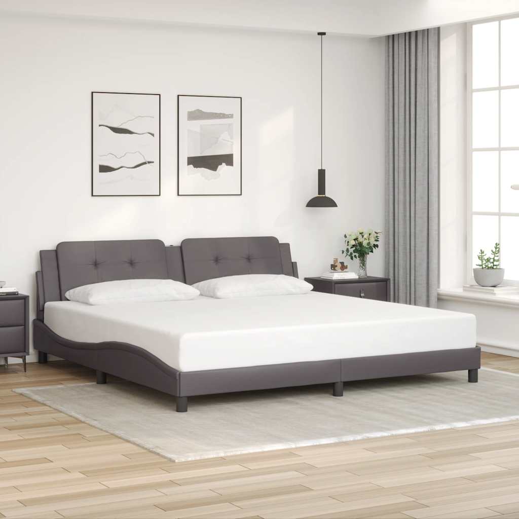 Bedframe zonder matras "Zadar" kunstleer grijs 200x200 cm is nu te koop bij PeponiXL, paradijselijk wonen!