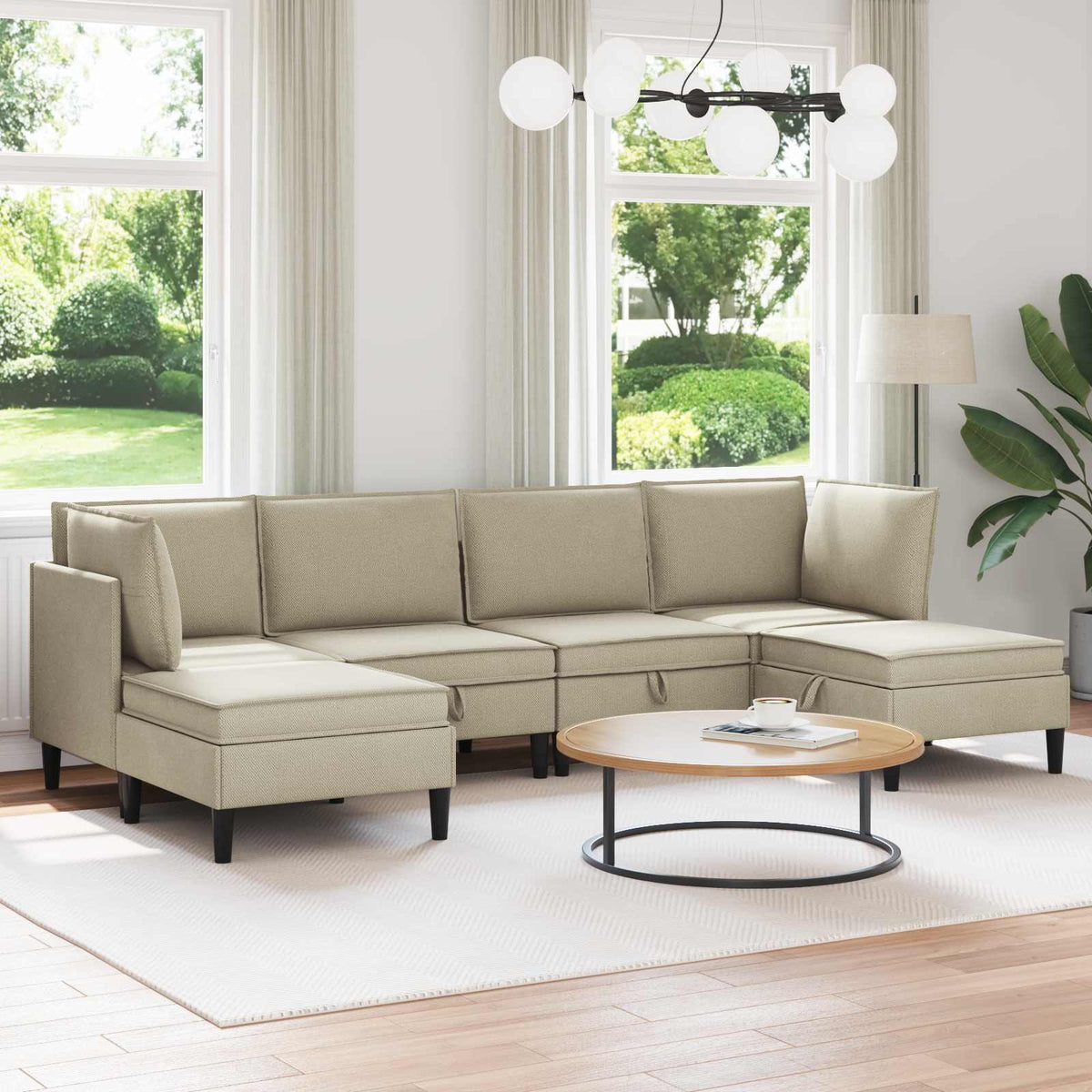 Woonkamer Meubelset 6 pcs Zand Stof is nu te koop bij PeponiXL, paradijselijk wonen!