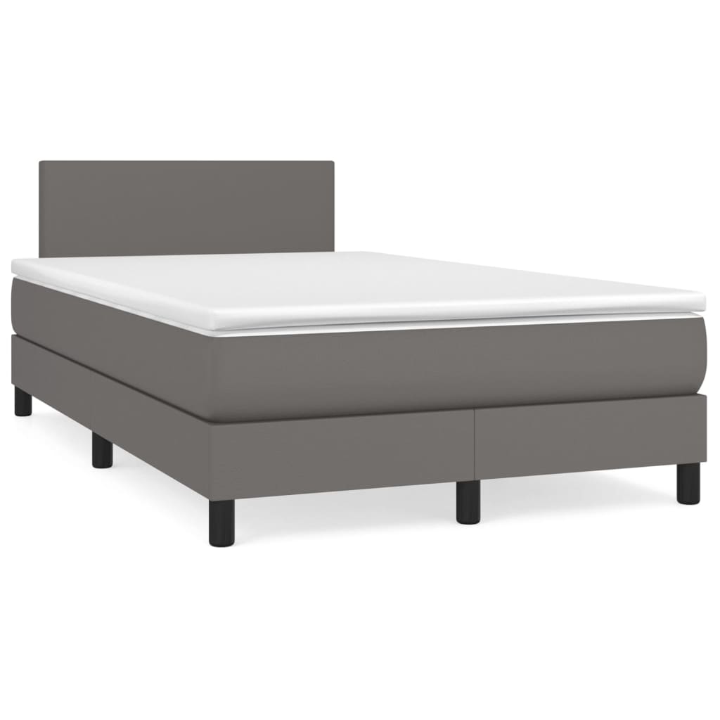 Boxspring met matras kunstleer grijs 120x190 cm is nu te koop bij PeponiXL, paradijselijk wonen!