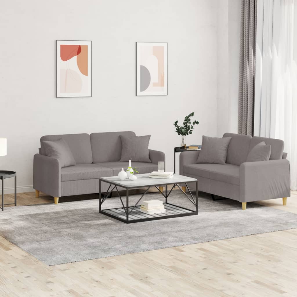 2-delige Loungeset met kussens stof taupe is nu te koop bij PeponiXL, paradijselijk wonen!