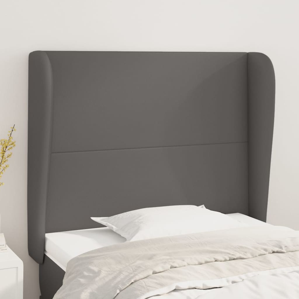 Hoofdbord met randen 83x23x118/128 cm kunstleer grijs is nu te koop bij PeponiXL, paradijselijk wonen!