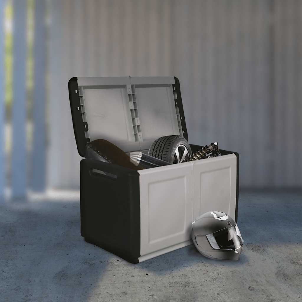 Tuinbox 230 L 96x53x57 cm donkergrijs en zwart is nu te koop bij PeponiXL, paradijselijk wonen!