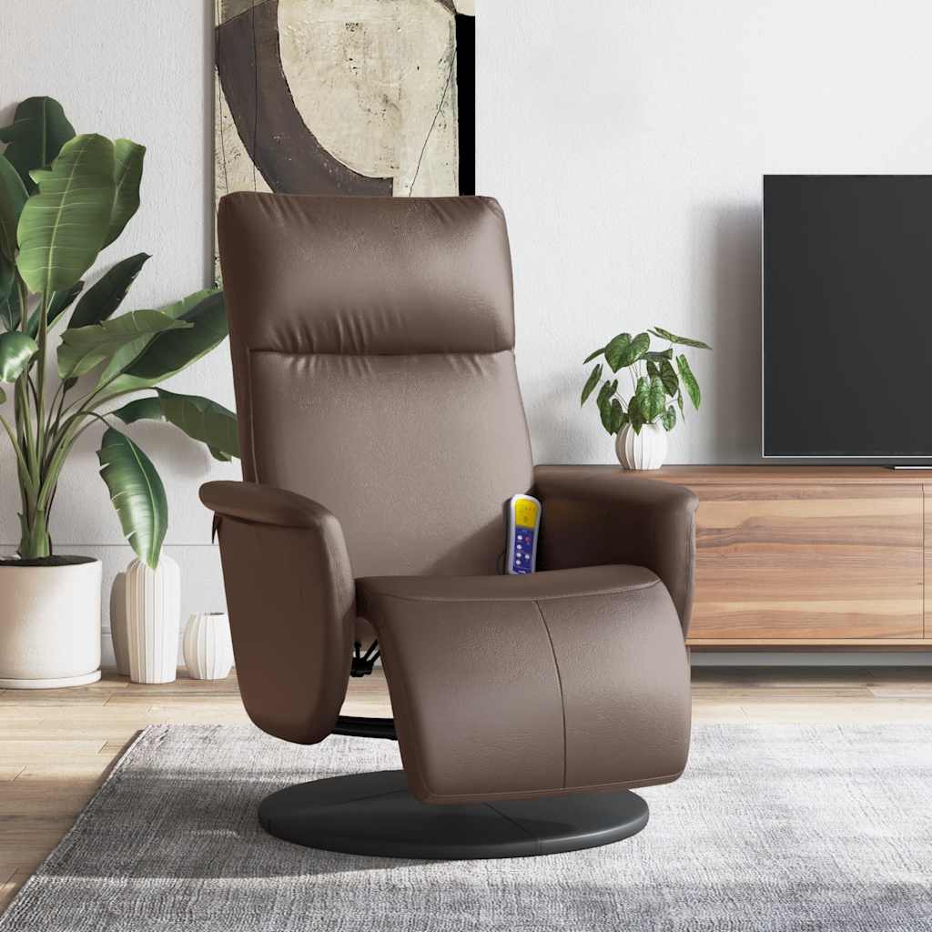 Massagestoel verstelbaar met voetensteun kunstleer bruin is nu te koop bij PeponiXL, paradijselijk wonen!