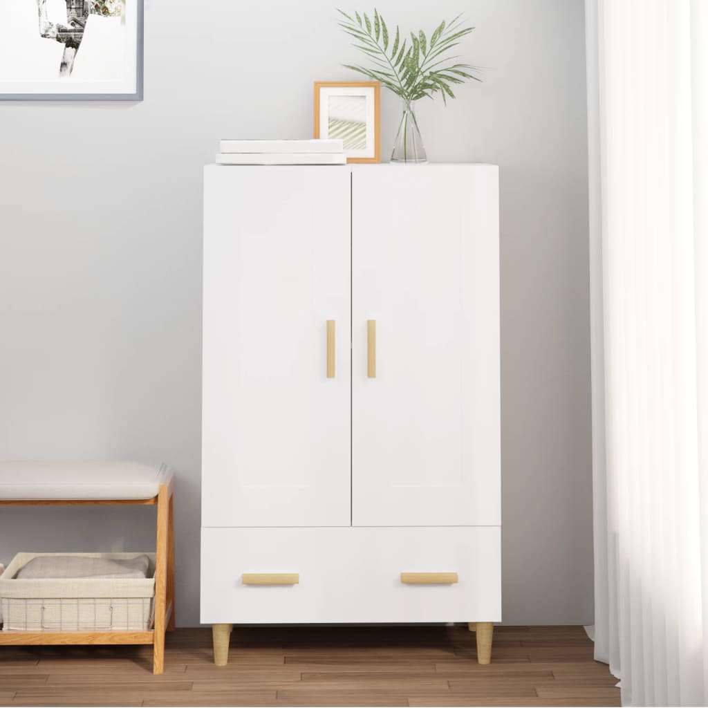 Hoge kast 70x31x115 cm bewerkt hout wit is nu te koop bij PeponiXL, paradijselijk wonen!