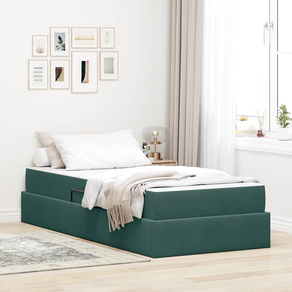 Opbergbed met matras met matras Donkergroen 90 x 190 cm Fluweel is nu te koop bij PeponiXL, paradijselijk wonen!