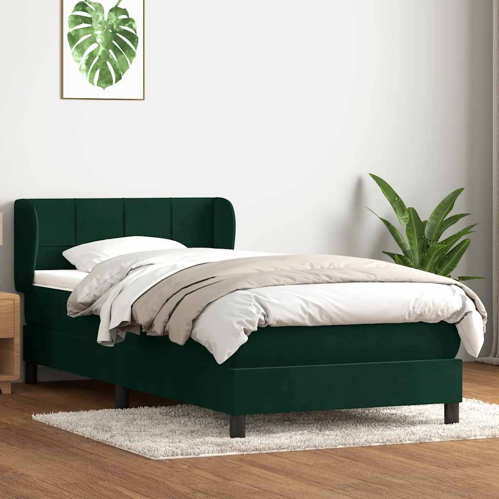 Boxspring met matras fluweel donkergroen 80x220 cm is nu te koop bij PeponiXL, paradijselijk wonen!