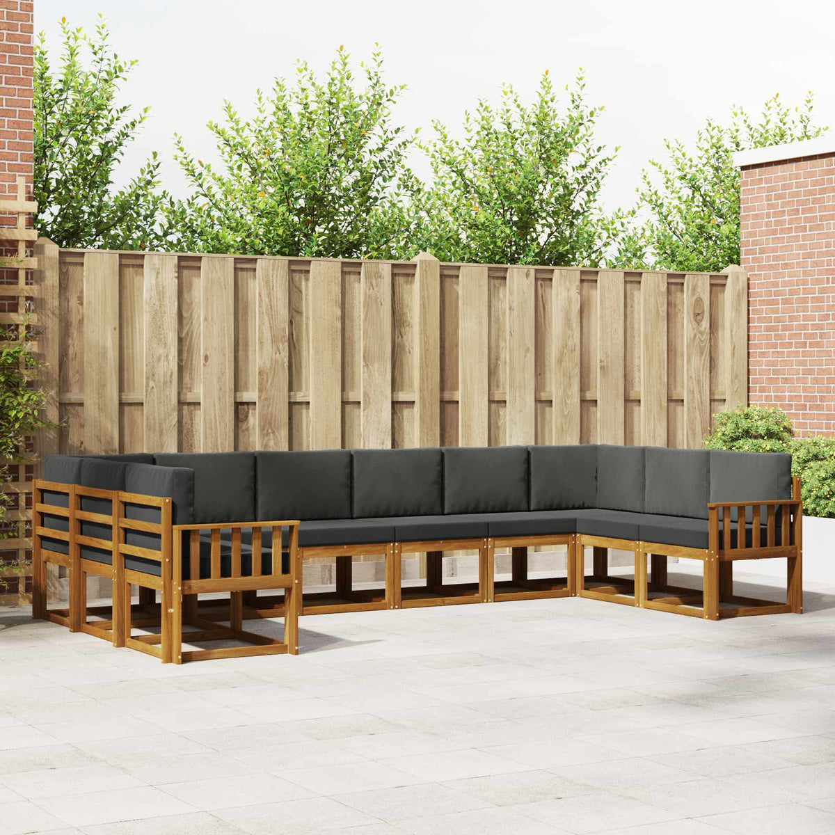 Buiten bankenset met kussen 10 pcs Natuurlijk en Antraciet is nu te koop bij PeponiXL, paradijselijk wonen!